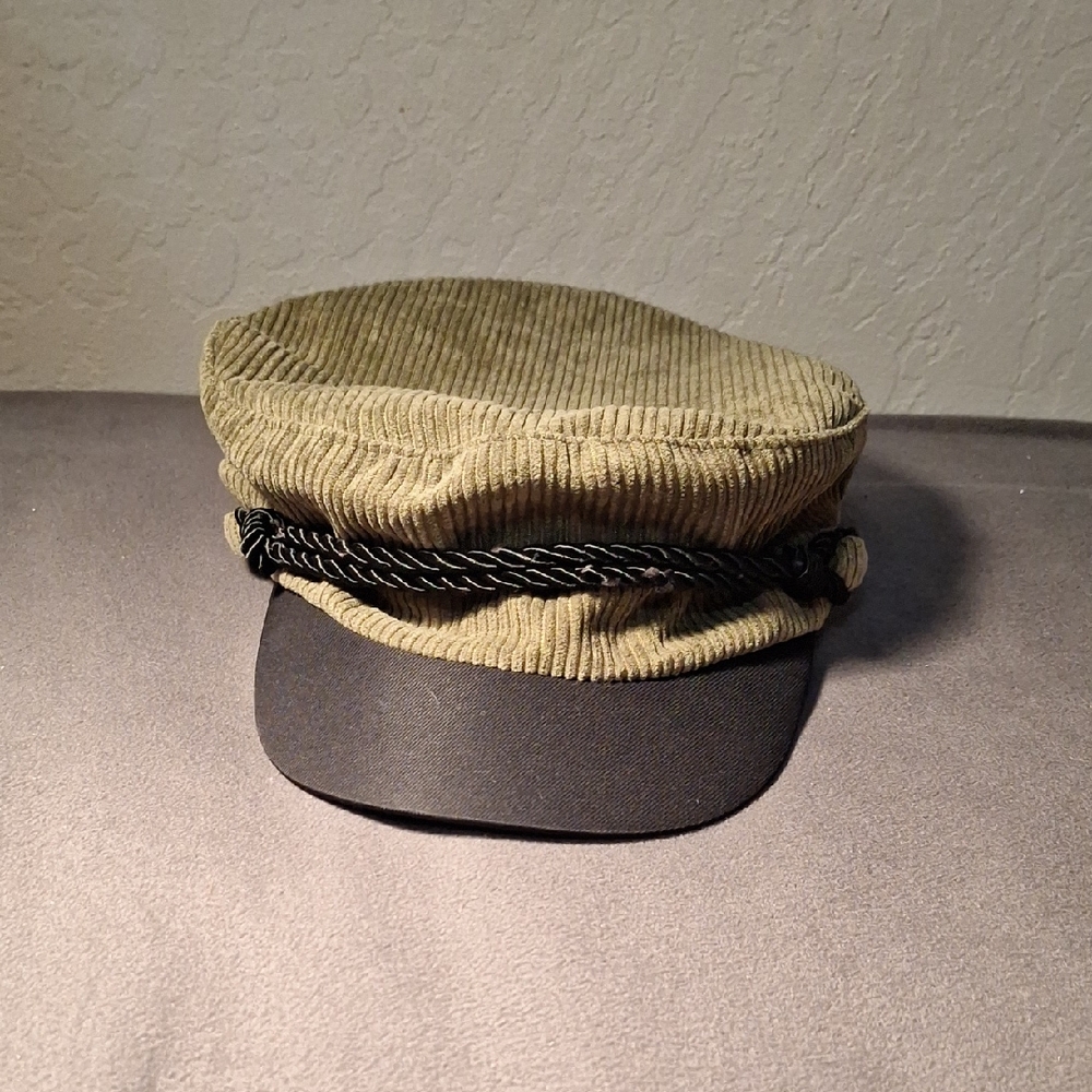 Green Y2k Corduroy Cap with Black Brim